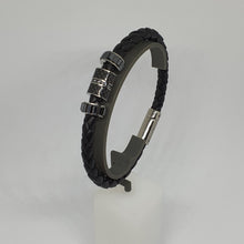 Lade das Bild in den Galerie-Viewer, SWAROVSKI Diagonal Armband, Leder, Schwarz, Edelstahl 5185336 oU