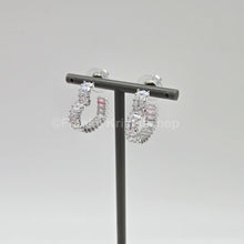 Lade das Bild in den Galerie-Viewer, Swarovski Matrix Kreolen Herz Ohrringe, Klein, Weiß, Rhodiniert 5653170