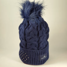 Lade das Bild in den Galerie-Viewer, SWAROVSKI Blaue Mütze Pudelmütze Strickmütze 5458074