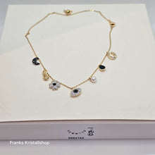 Lade das Bild in den Galerie-Viewer, SWAROVSKI Symbolica Halsband Kristallperle, Mond, Unendlichkeitssymbol, Glücksklee, Augensymbol und Hufeisen, Blau, Goldlegierungsschicht 5692164