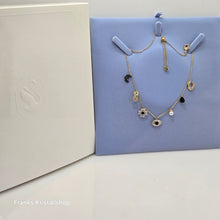Lade das Bild in den Galerie-Viewer, SWAROVSKI Symbolica Halsband Kristallperle, Mond, Unendlichkeitssymbol, Glücksklee, Augensymbol und Hufeisen, Blau, Goldlegierungsschicht 5692164