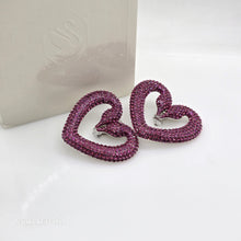 Lade das Bild in den Galerie-Viewer, SWAROVSKI Una Herz Ohrclips Schwanenherz Violett, Rhodiniert 5646573