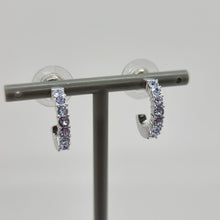 Lade das Bild in den Galerie-Viewer, SWAROVSKI Mini Hoop Kreolen Ohrringe Blau, Rhodiniert 5073036