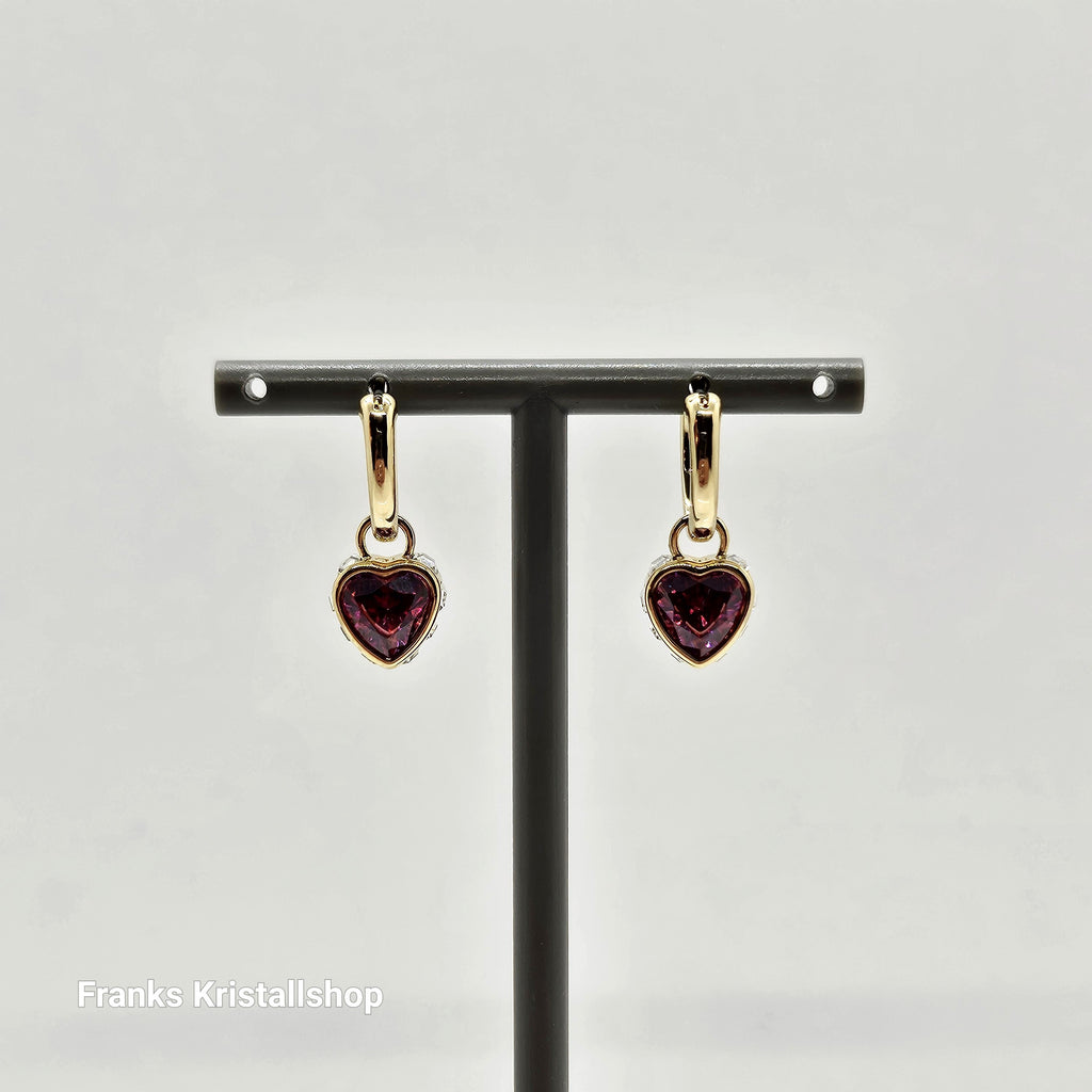 SWAROVSKI Chroma Drop-Ohrhänger Herz, Rot, Goldlegierungsschicht 5684760