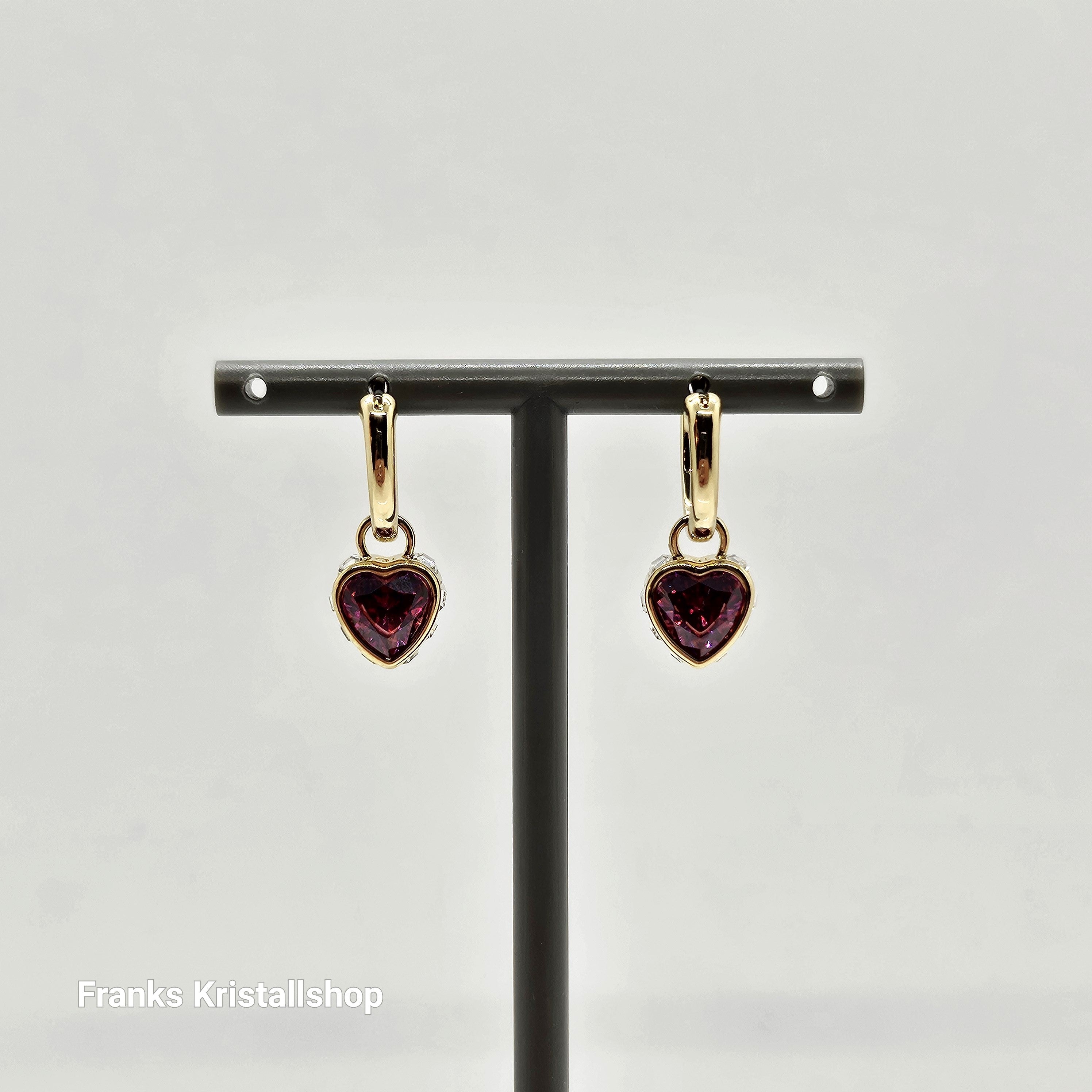 SWAROVSKI Chroma Drop-Ohrhänger Herz, Rot, Goldlegierungsschicht 5684760