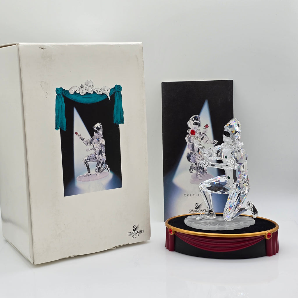 SWAROVSKI SCS Jahresfigur 2001 Harlekin mit Namenschild und Gratis-Sockel 254044
