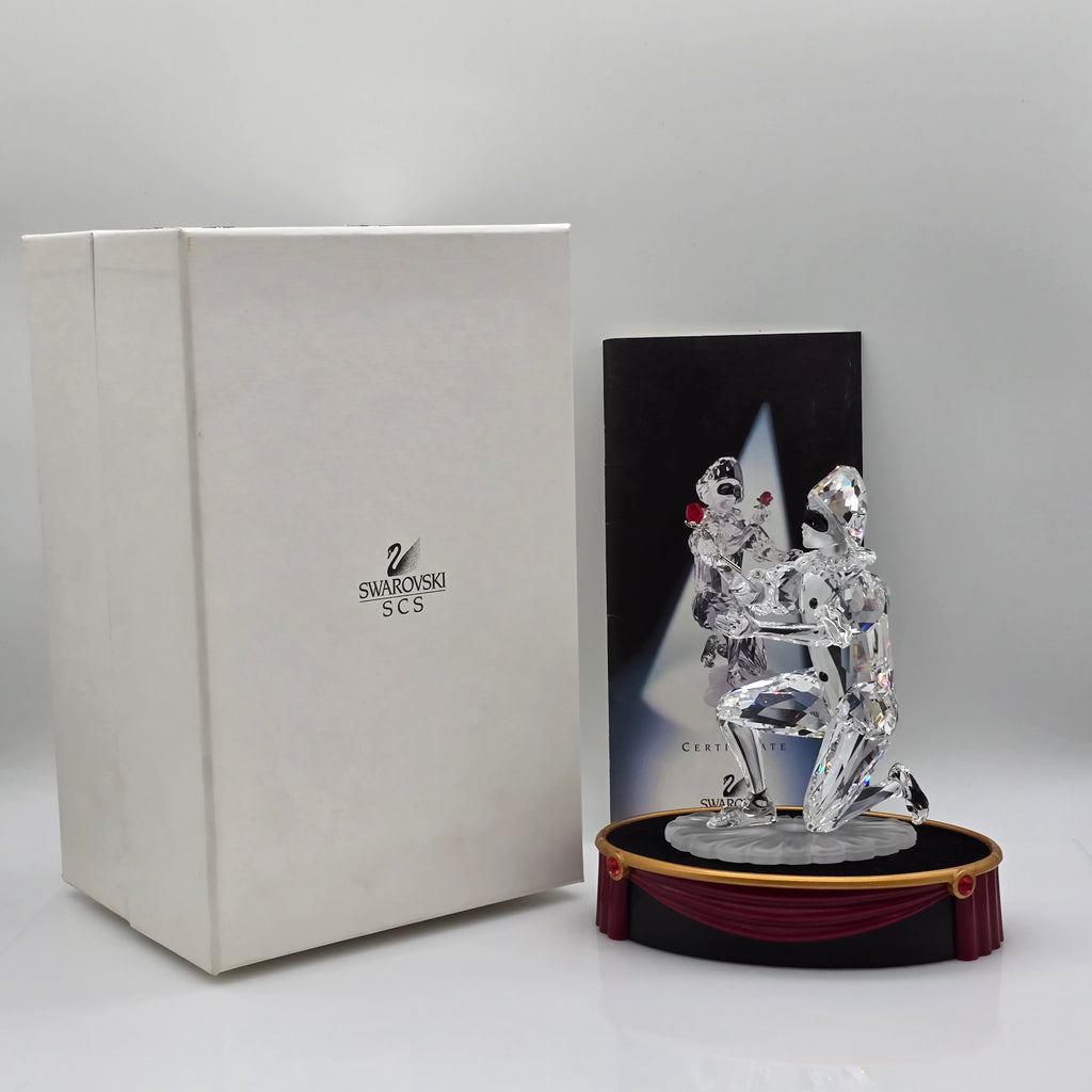 SWAROVSKI SCS Jahresfigur 2001 Harlekin mit Namenschild und Gratis-Sockel 254044