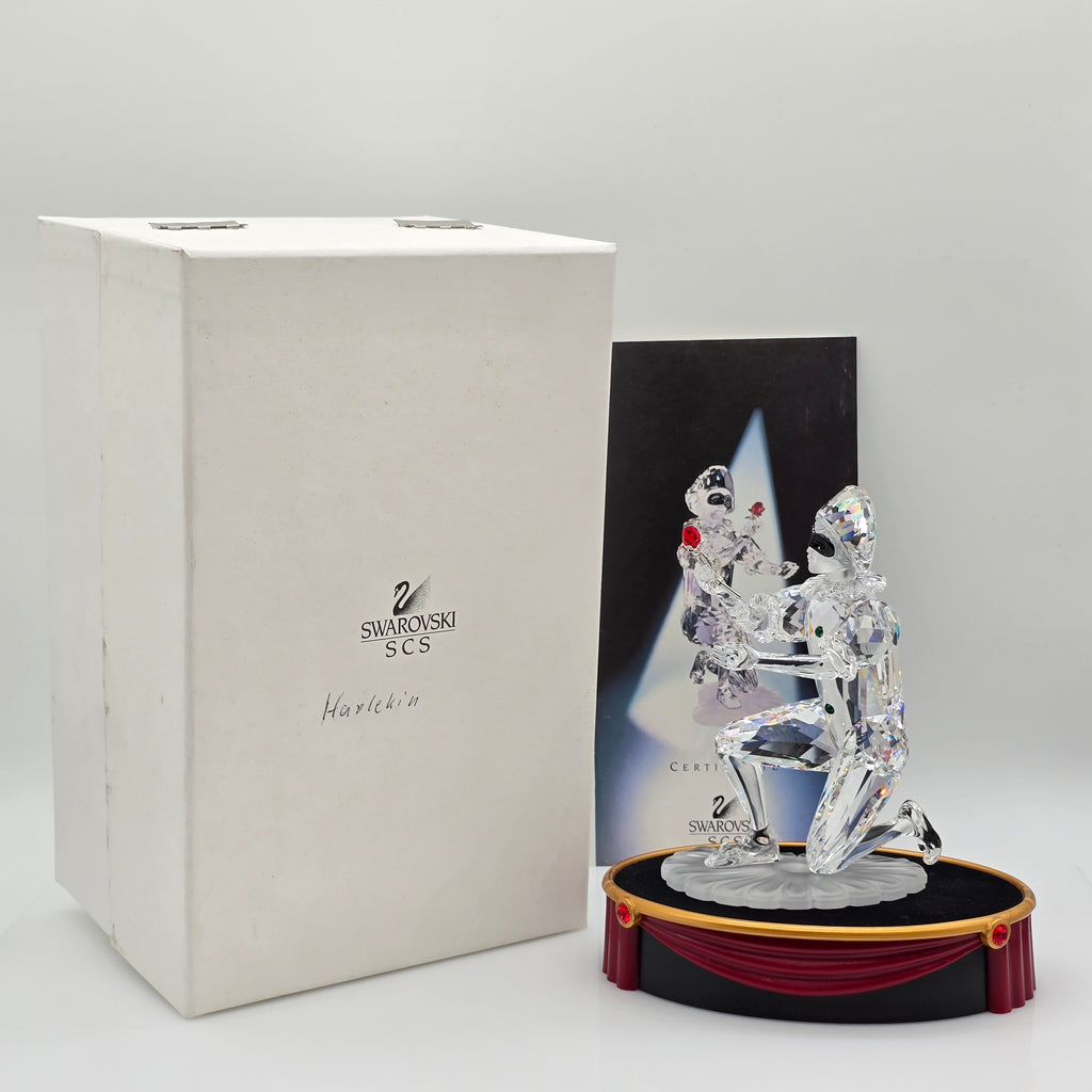 SWAROVSKI SCS Jahresfigur 2001 Harlekin mit Namenschild und Gratis-Sockel 254044
