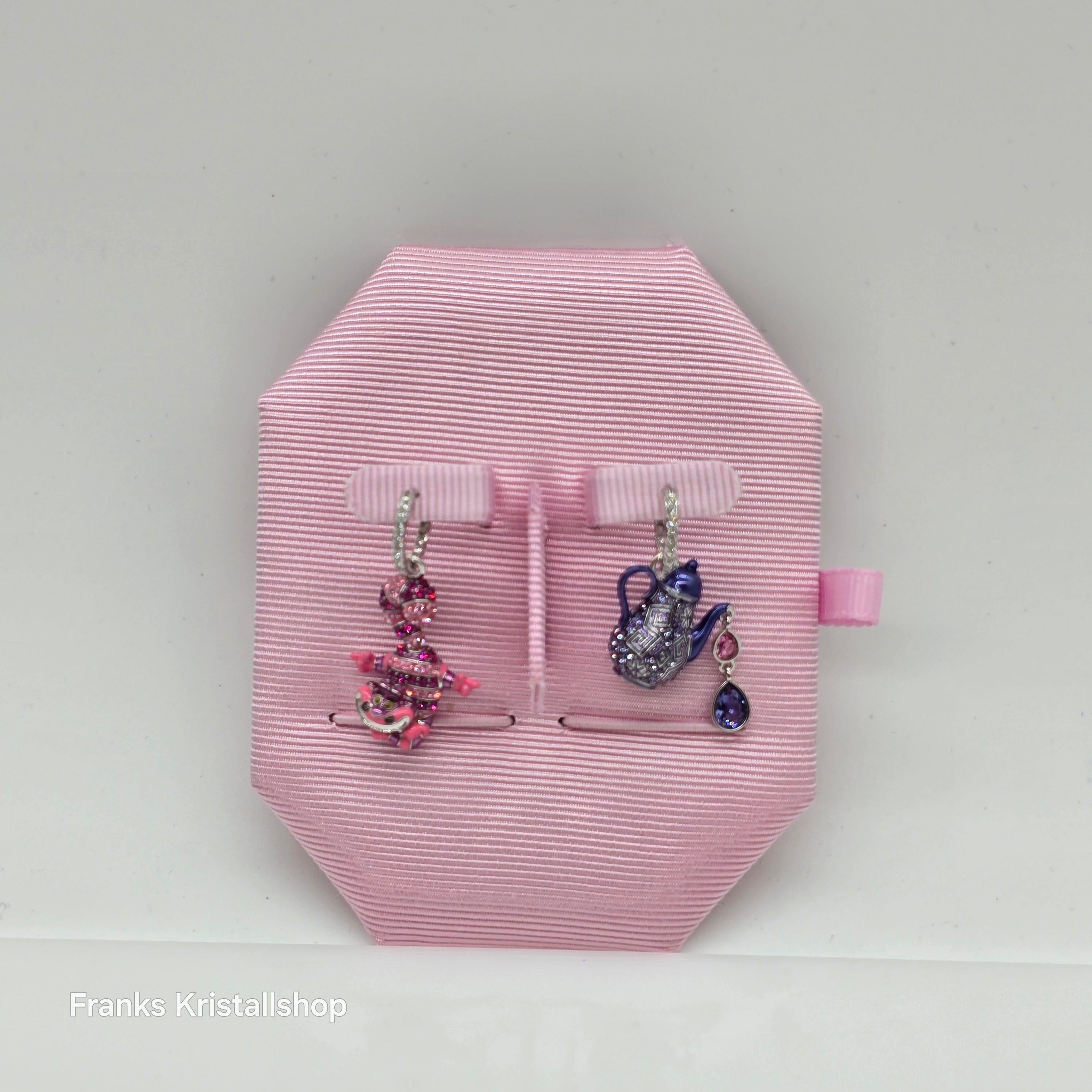 SWAROVSKI Alice in Wonderland Drop-Ohrhänger Katze und Teekanne, Mehrfarbig, Rhodiniert 5682806