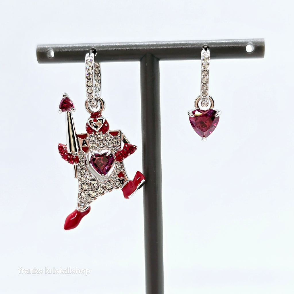 SWAROVSKI Alice in Wonderland Drop-Ohrhänger Spielkarte Rot, Rhodiniert 5682810