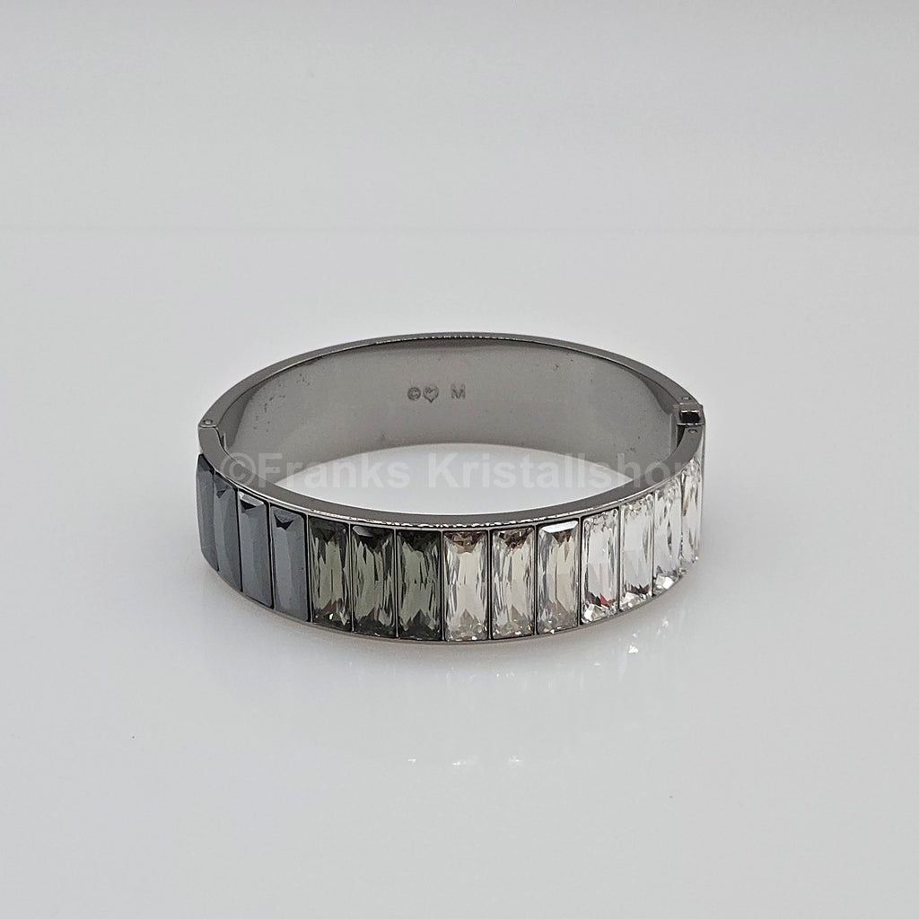 SWAROVSKI Armreif Baguette Größe M Weiß, Grau, Rhodiniert