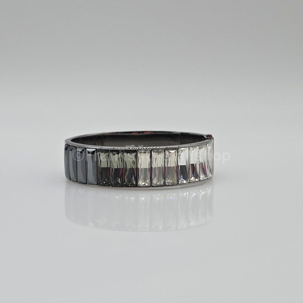 SWAROVSKI Armreif Baguette Größe M Weiß, Grau, Rhodiniert