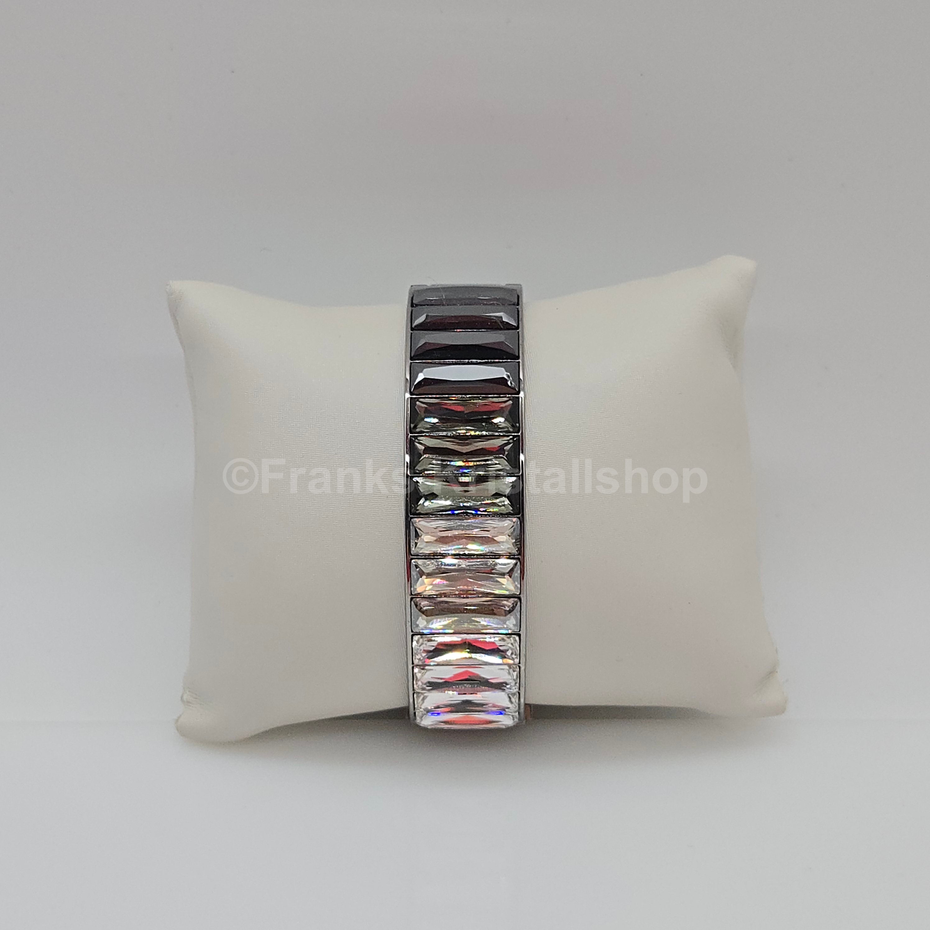 SWAROVSKI Armreif Baguette Größe M Weiß, Grau, Rhodiniert