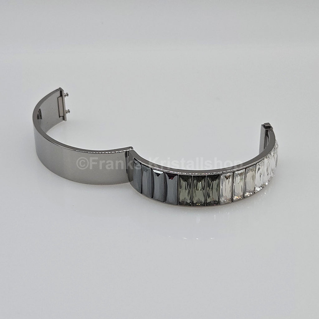 SWAROVSKI Armreif Baguette Größe M Weiß, Grau, Rhodiniert