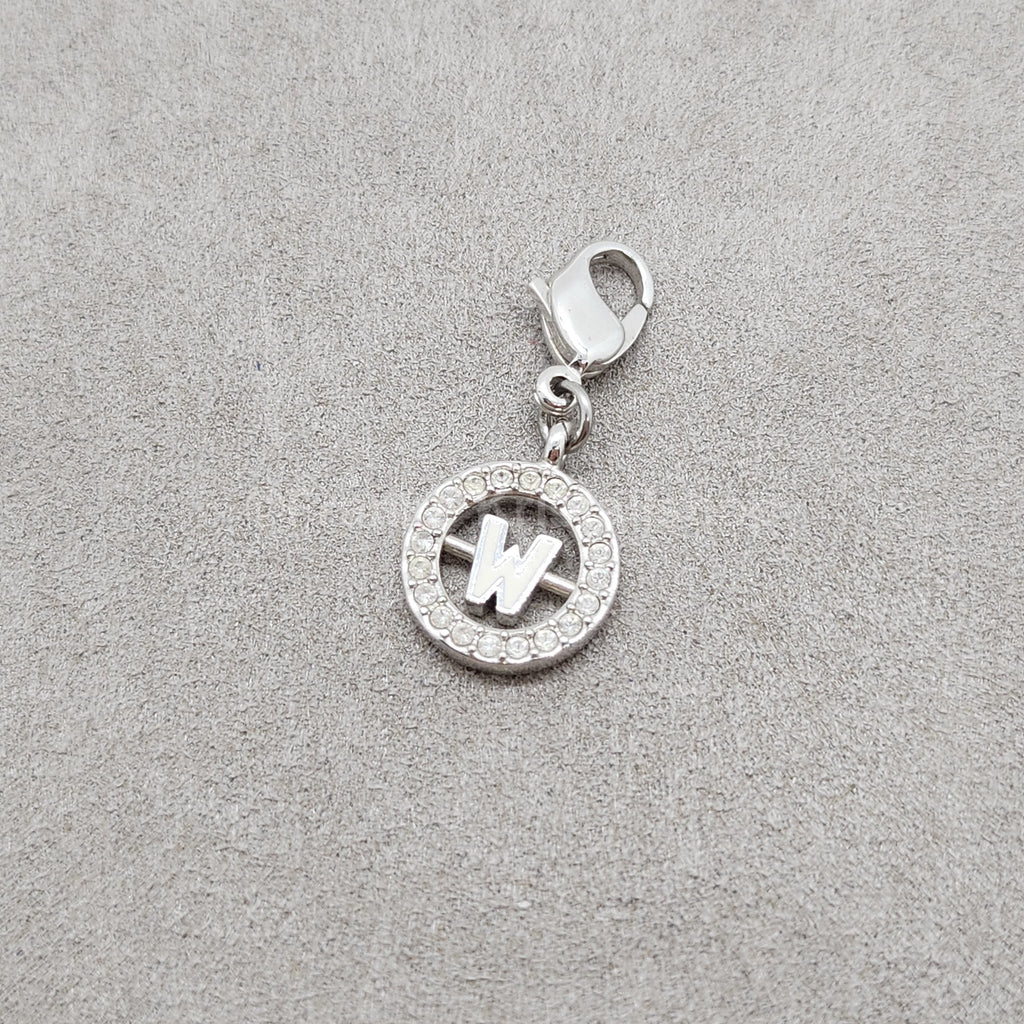 SWAROVSKI Charm Anhänger Buchstabe W, Weiß, Rhodiniert 1109999