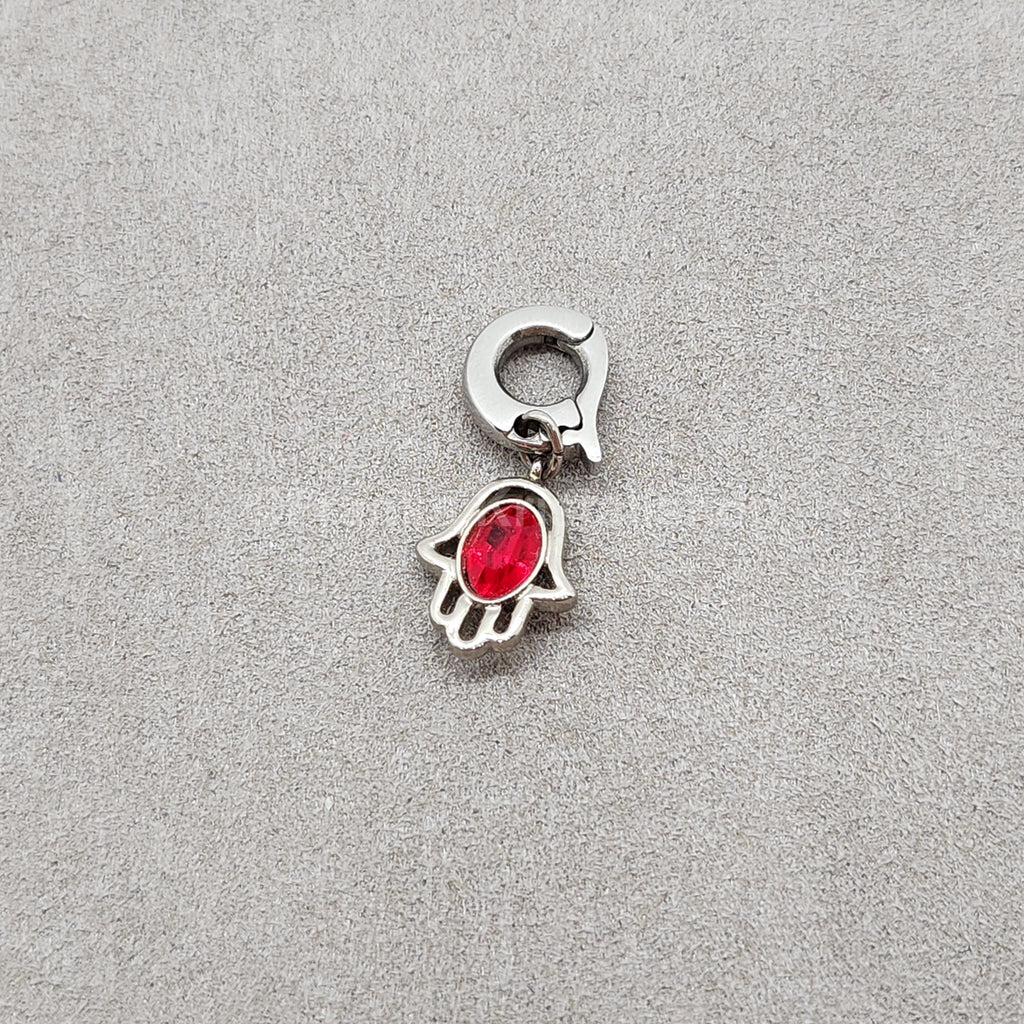 SWAROVSKI Charm Anhänger Hamsa Hand Glaube, Rot, Rhodiniert