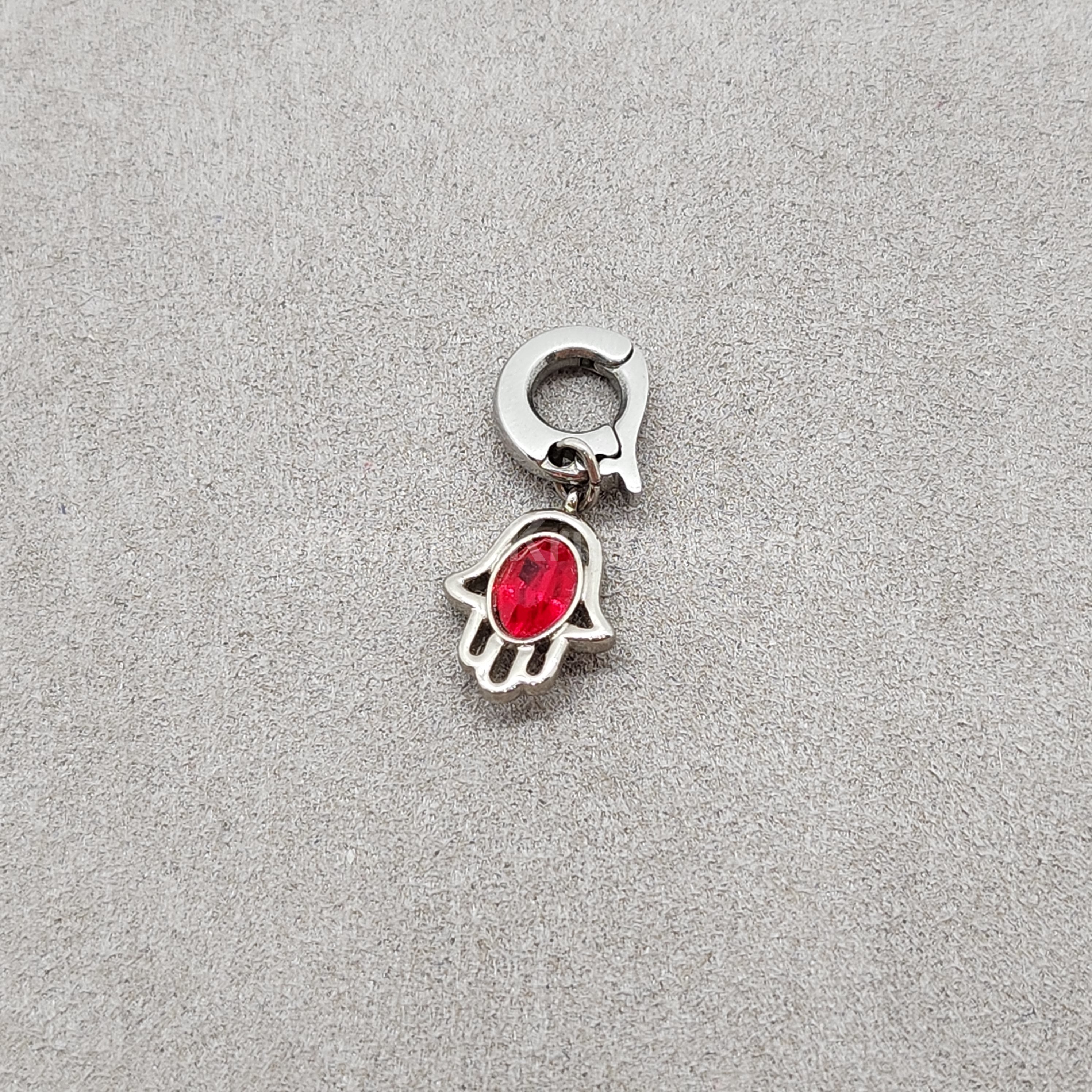 SWAROVSKI Charm Anhänger Hamsa Hand Glaube, Rot, Rhodiniert