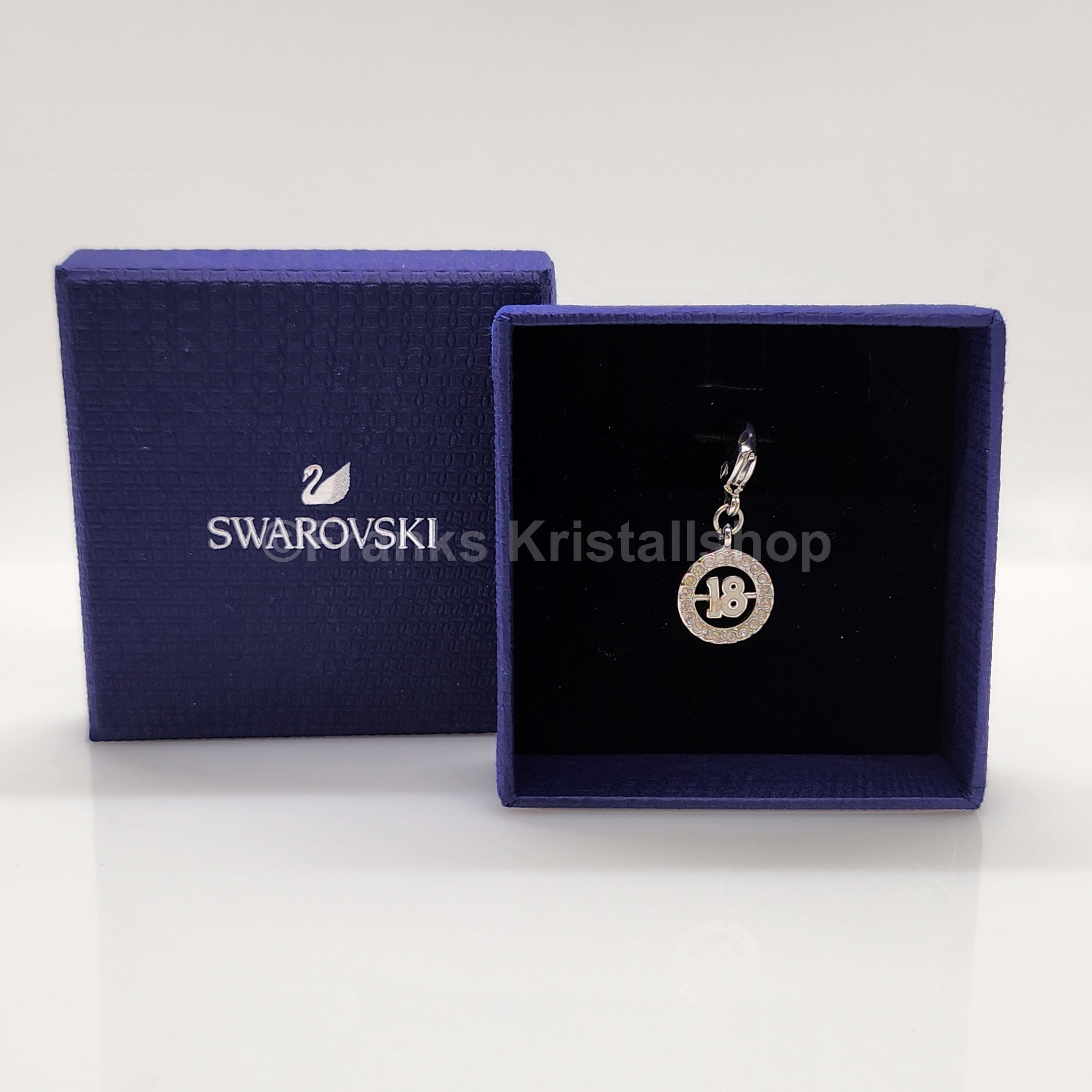 SWAROVSKI Charm Anhänger Zahl 18 Geburtstag Birthday Rhodiniert 1109728