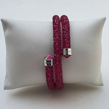 Lade das Bild in den Galerie-Viewer, SWAROVSKI Crystaldust Doppel Armreif Größe M Fuchsia 5292449 oU
