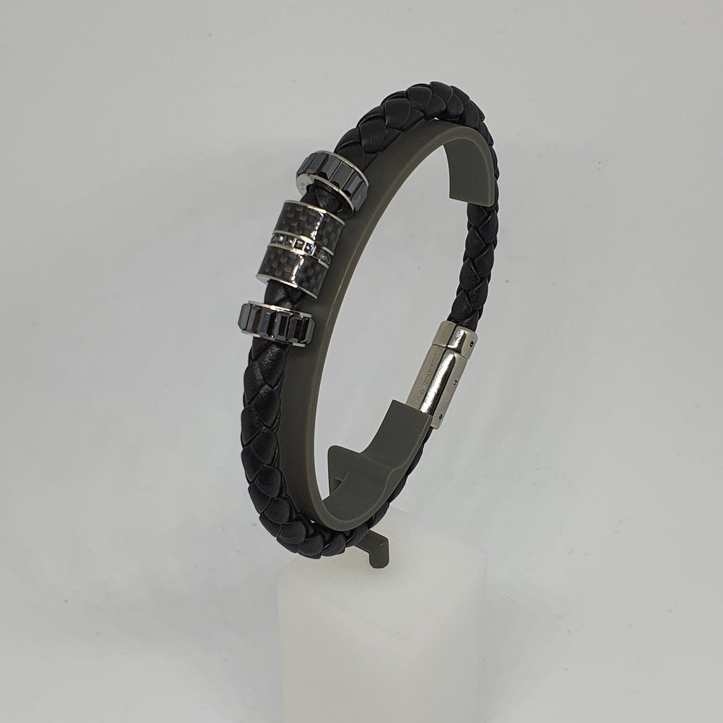 SWAROVSKI Diagonal Armband, Leder, Schwarz, Edelstahl 5185336 oU