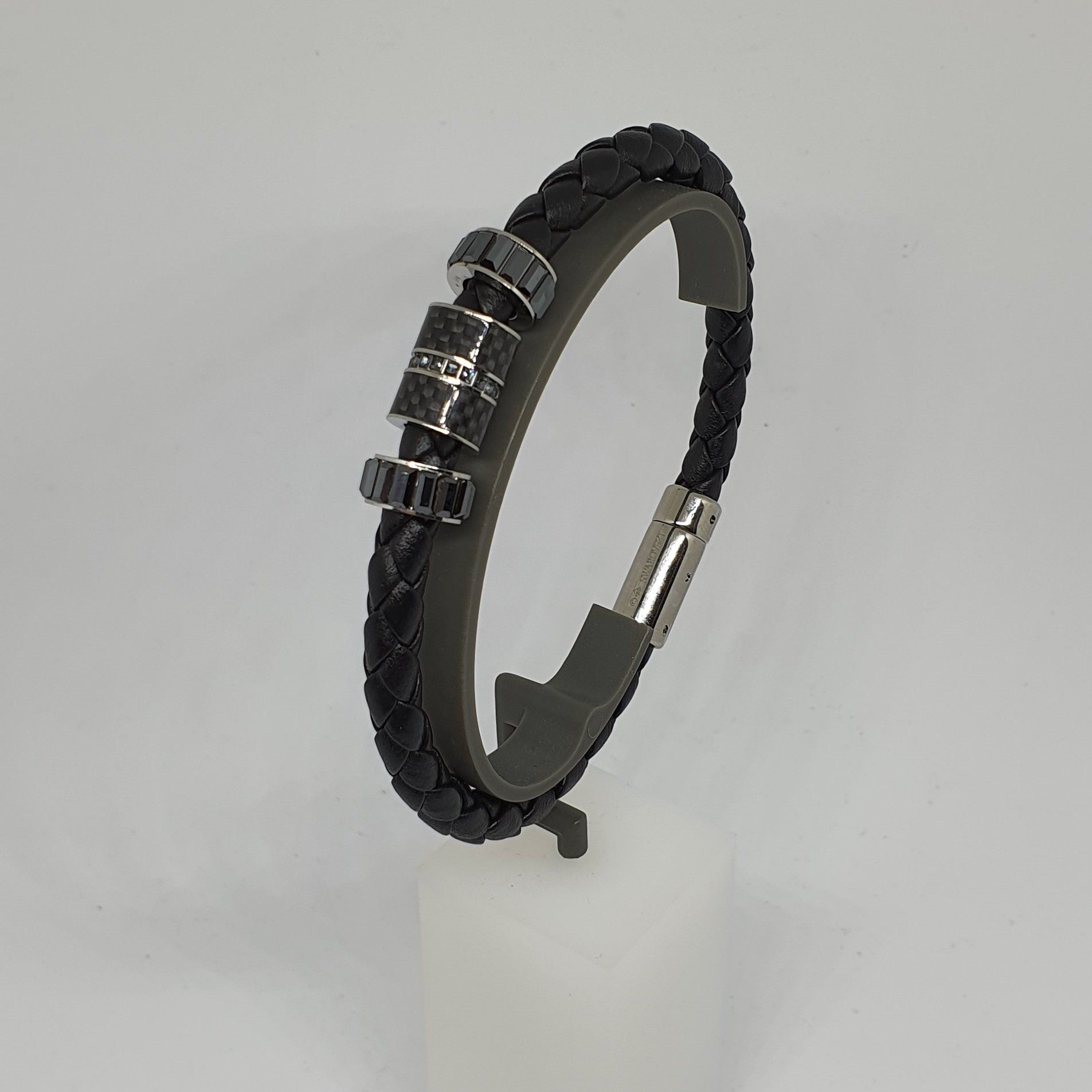 SWAROVSKI Diagonal Armband, Leder, Schwarz, Edelstahl 5185336 oU