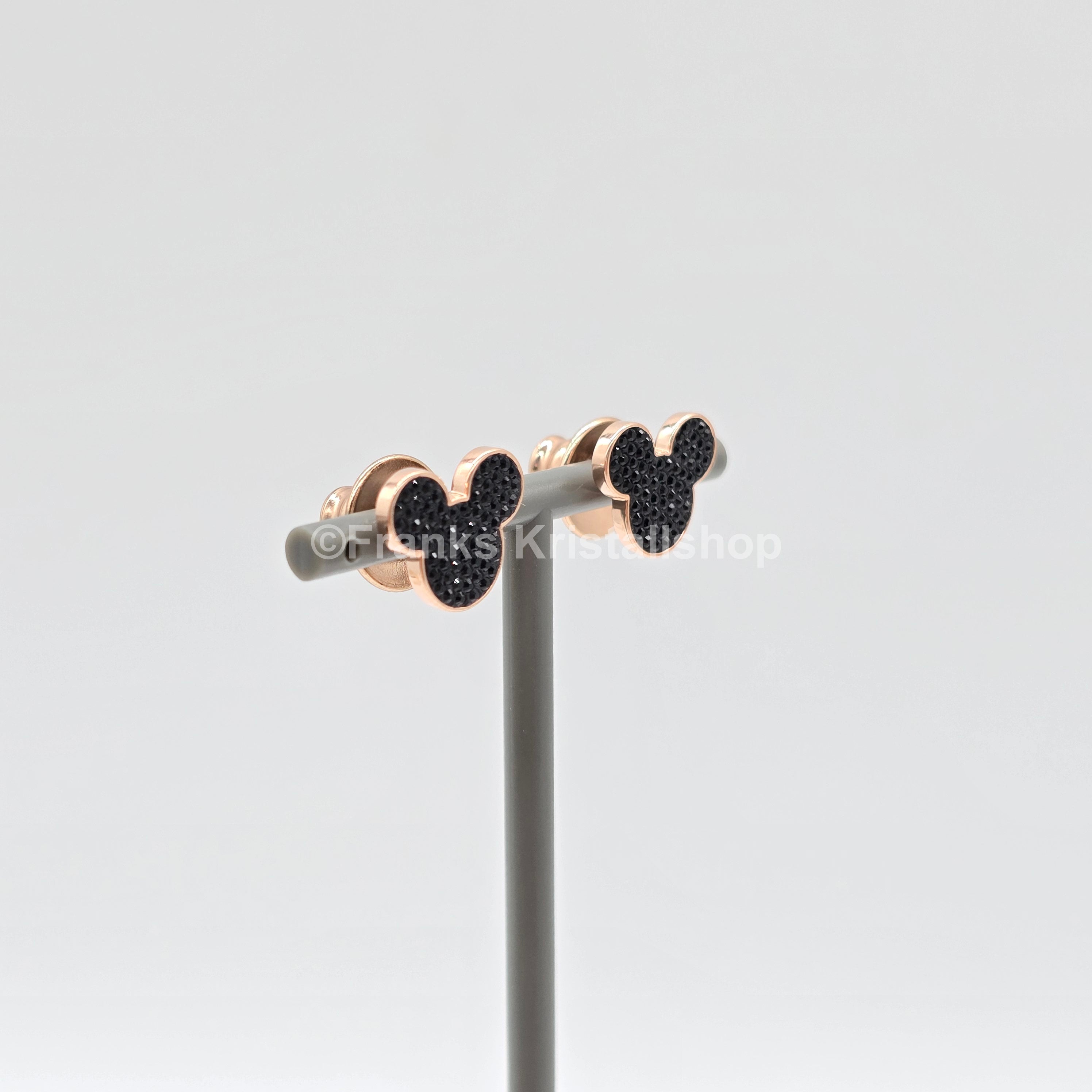 SWAROVSKI Disney Mickey Mouse Ohrstecker Schwarz Roségold 5737560