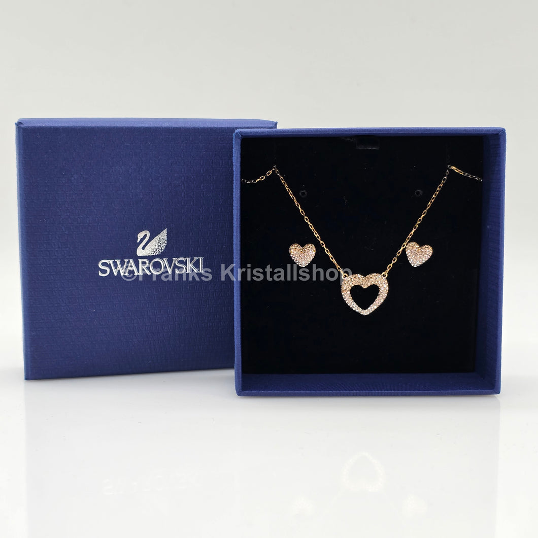 SWAROVSKI Enjoy Schmuckset Herz Kette und Herz Ohrstecker, Goldlegierung 5273147 oU