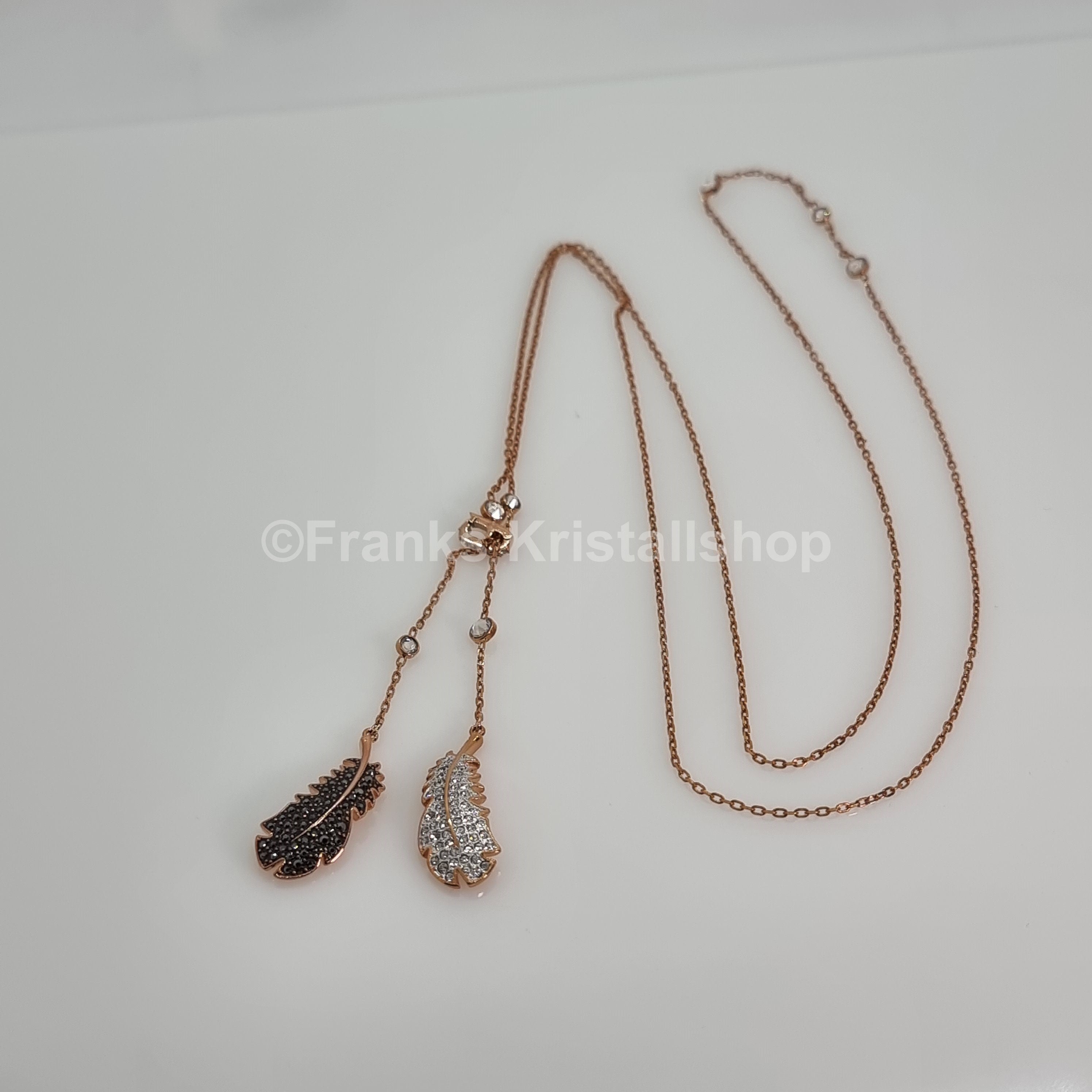 SWAROVSKI Feder Kette Naughty Halskette schwarz Rosévergoldet 5495290