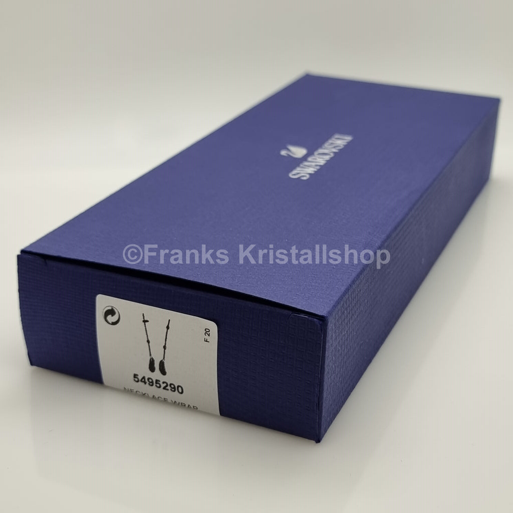 SWAROVSKI Feder Kette Naughty Halskette schwarz Rosévergoldet 5495290