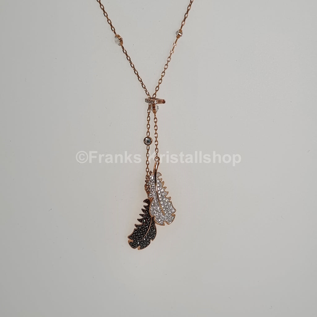SWAROVSKI Feder Kette Naughty Halskette schwarz Rosévergoldet 5495290