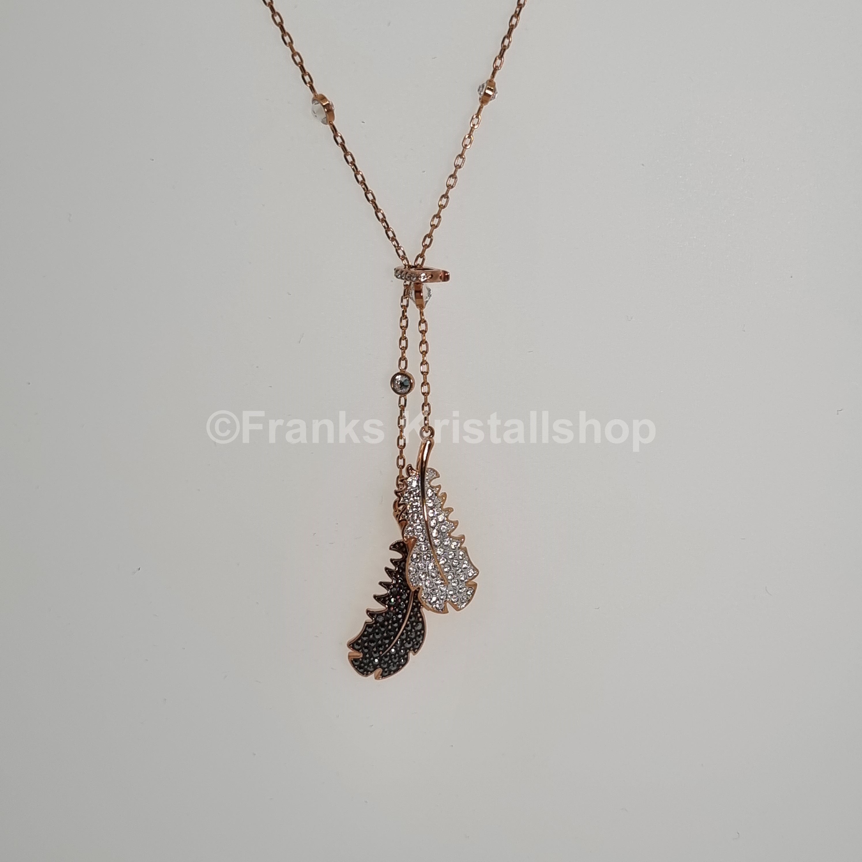 SWAROVSKI Feder Kette Naughty Halskette schwarz Rosévergoldet 5495290