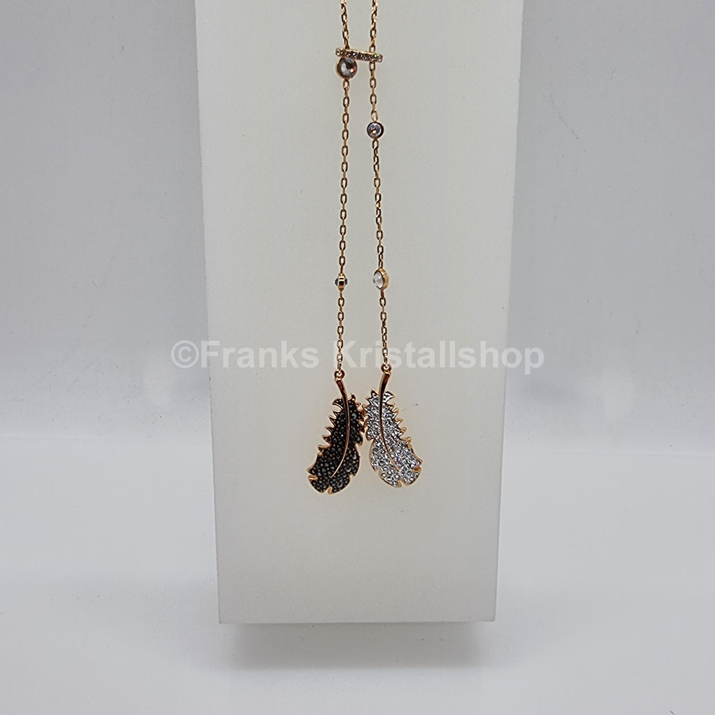 SWAROVSKI Feder Kette Naughty Halskette schwarz Rosévergoldet 5495290