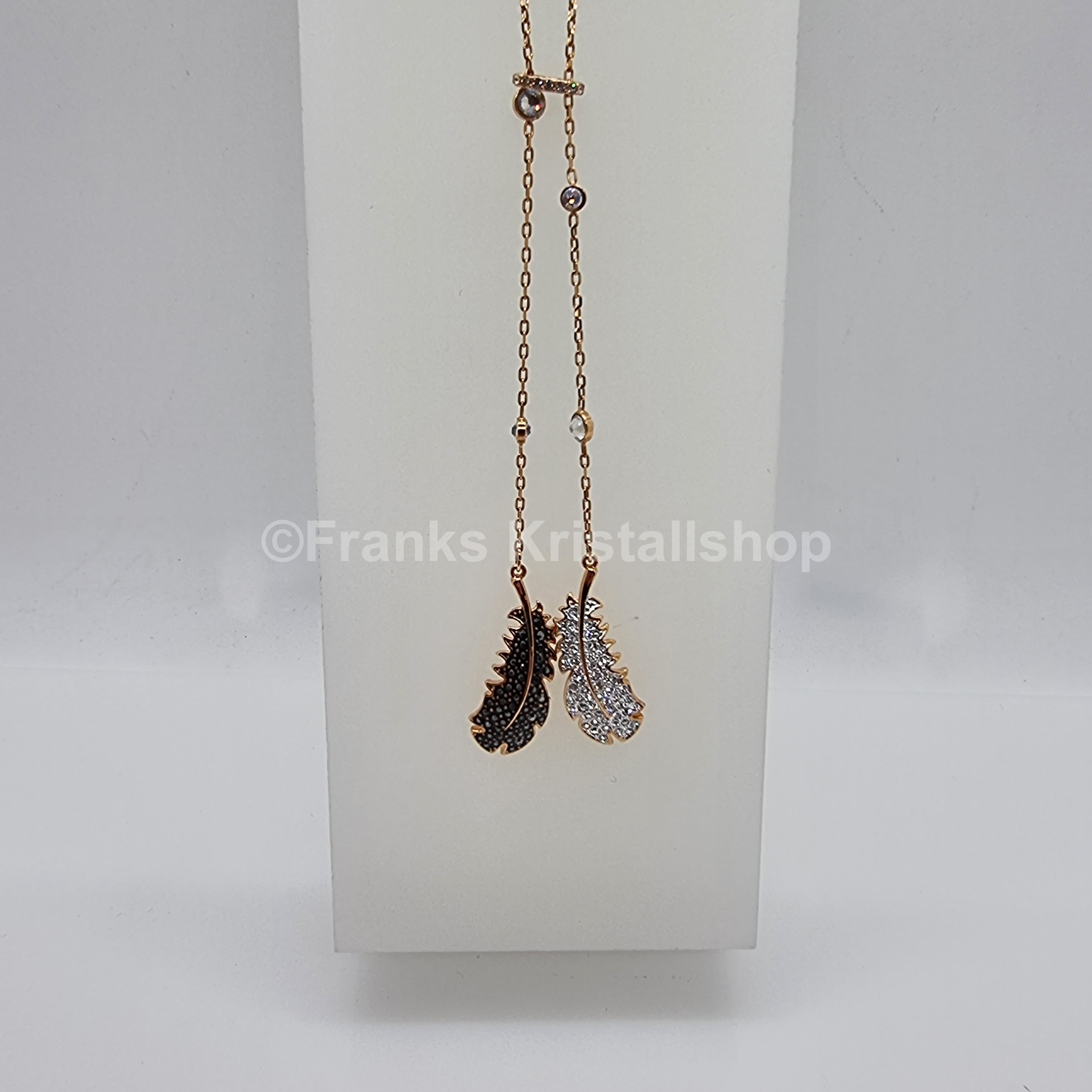 SWAROVSKI Feder Kette Naughty Halskette schwarz Rosévergoldet 5495290