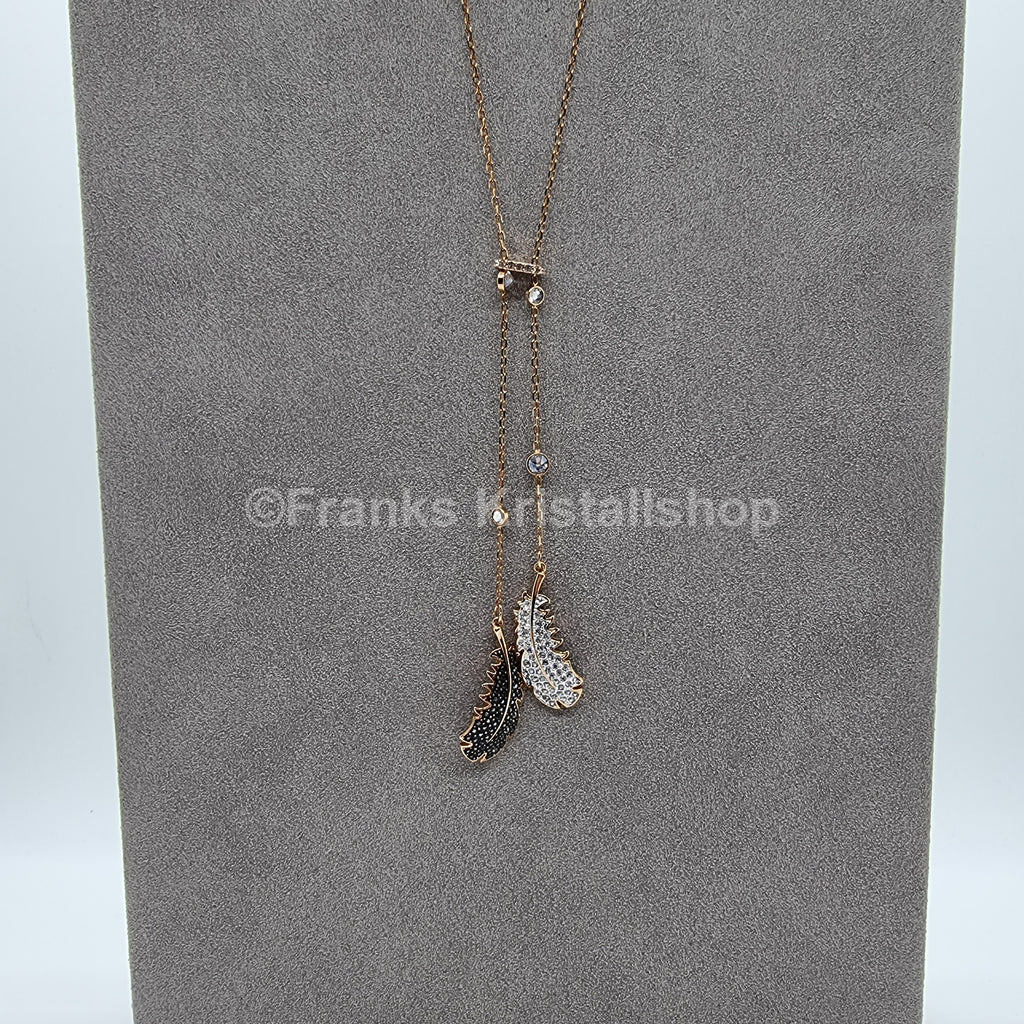 SWAROVSKI Feder Kette Naughty Halskette schwarz Rosévergoldet 5495290