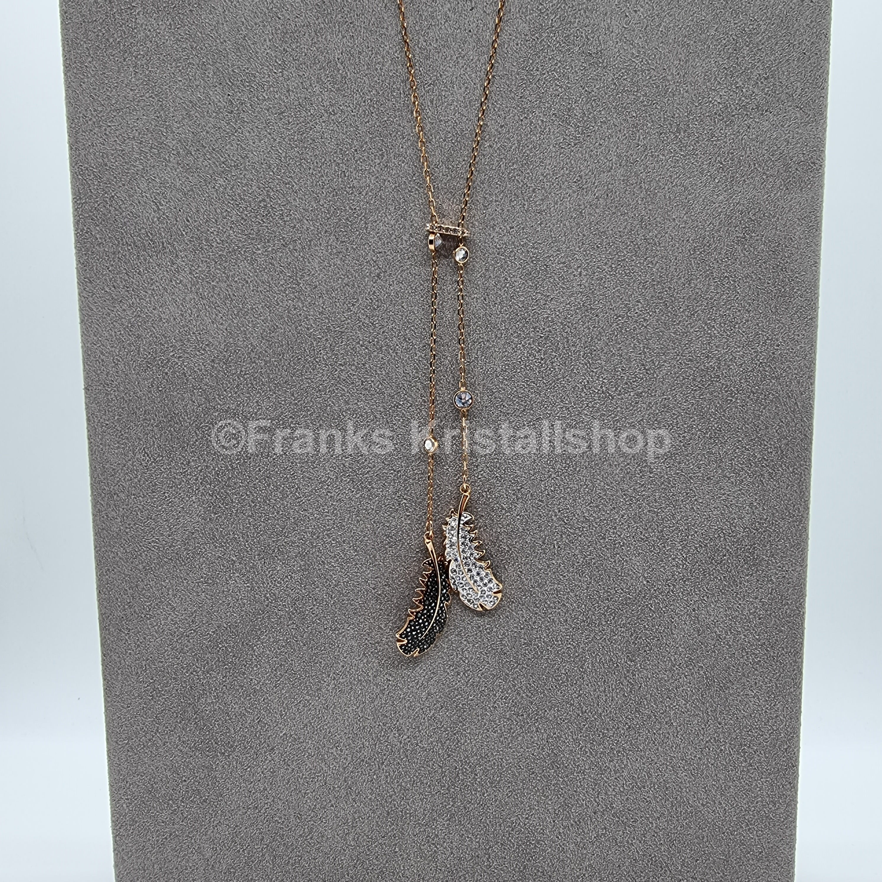 SWAROVSKI Feder Kette Naughty Halskette schwarz Rosévergoldet 5495290