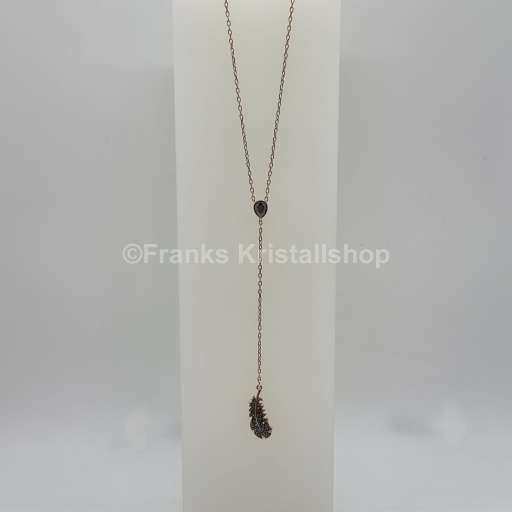 SWAROVSKI Y-Halskette Naughty Feder Kette Schwarz, Rosévergoldet 5495299
