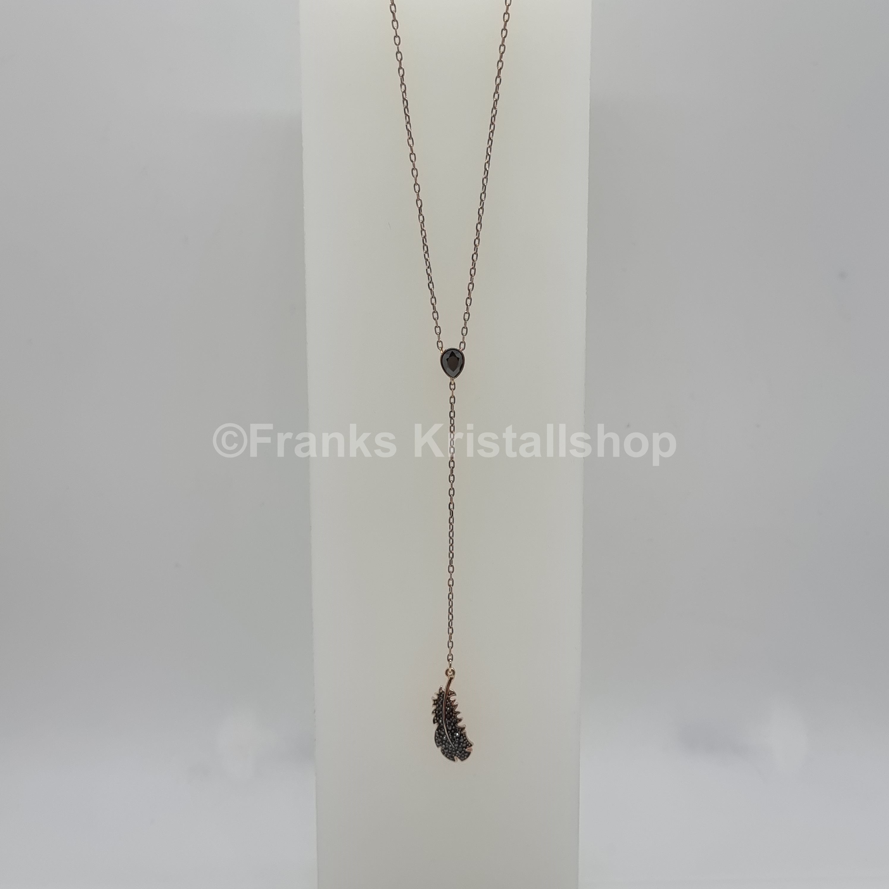 SWAROVSKI Y-Halskette Naughty Feder Kette Schwarz, Rosévergoldet 5495299