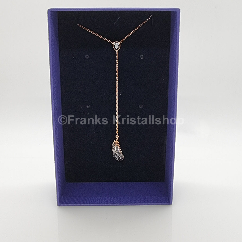 SWAROVSKI Y-Halskette Naughty Feder Kette Schwarz, Rosévergoldet 5495299