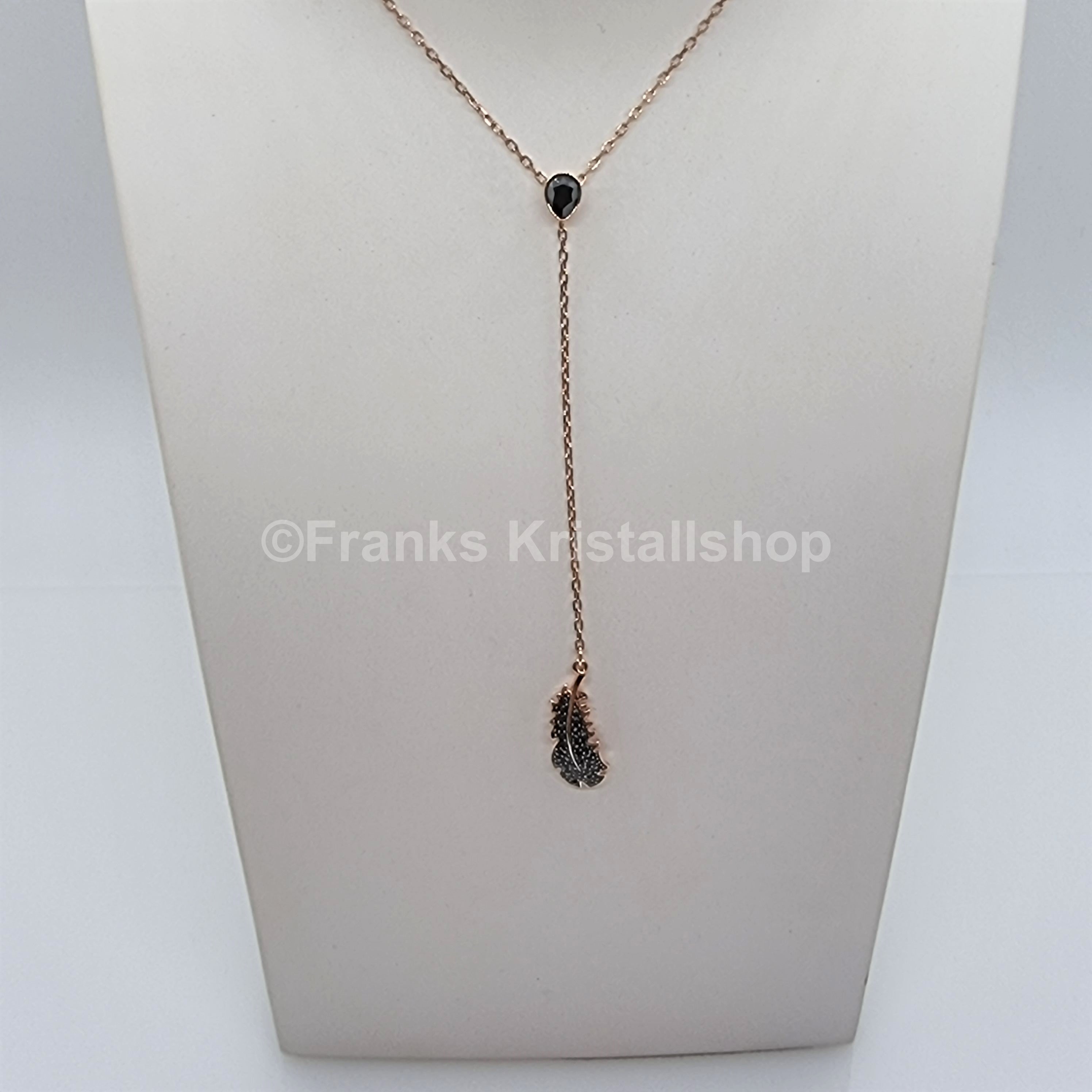 SWAROVSKI Y-Halskette Naughty Feder Kette Schwarz, Rosévergoldet 5495299