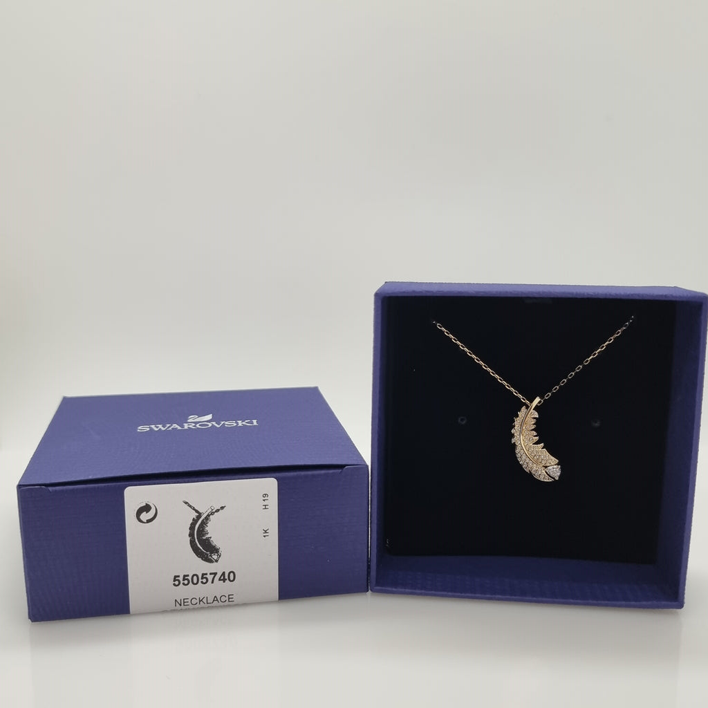 Swarovski Nice Feder Halskette Weiß, Vergoldet 5505740