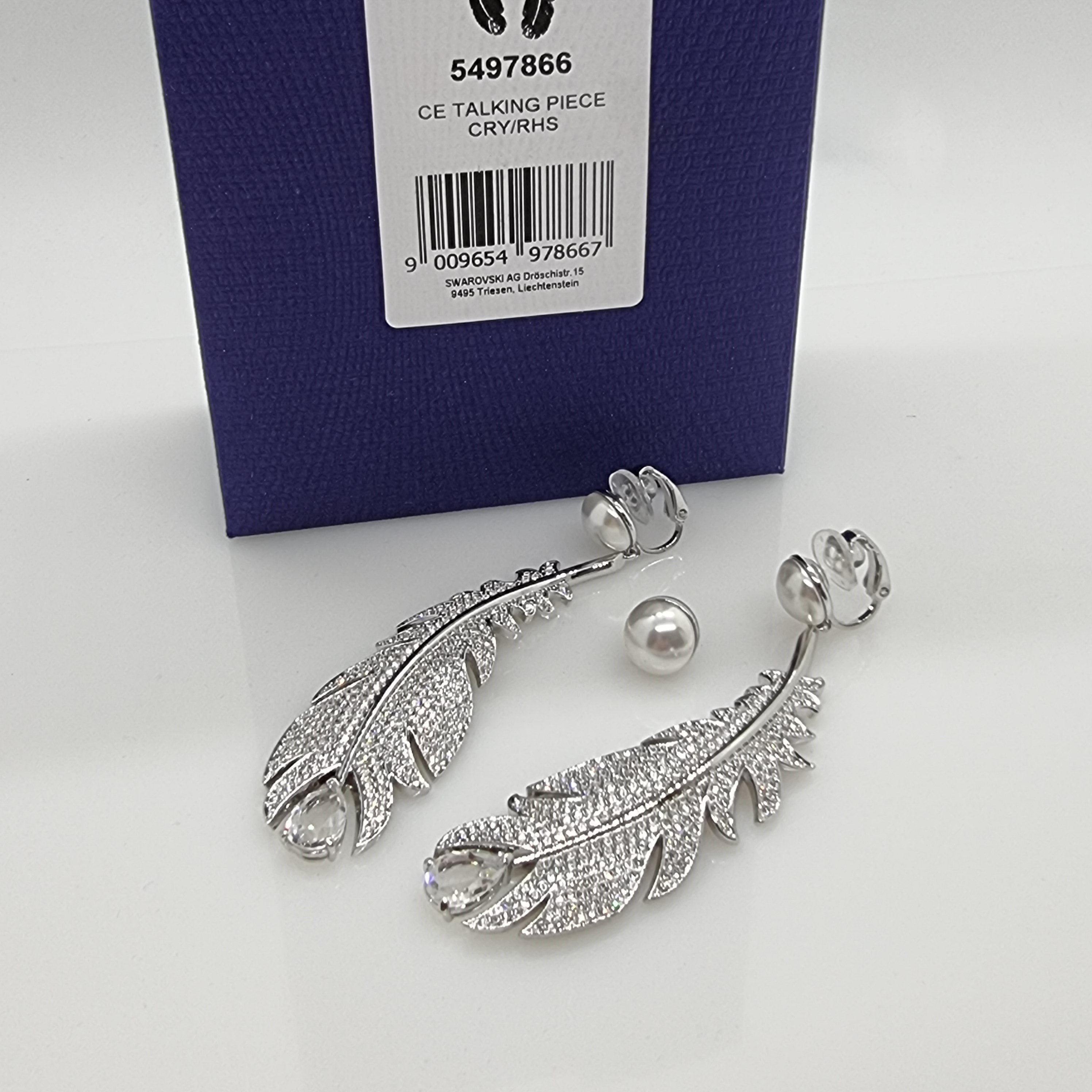 SWAROVSKI Feder Ohrclips Clips Ohrhänger Perle Talking Piece 5497866