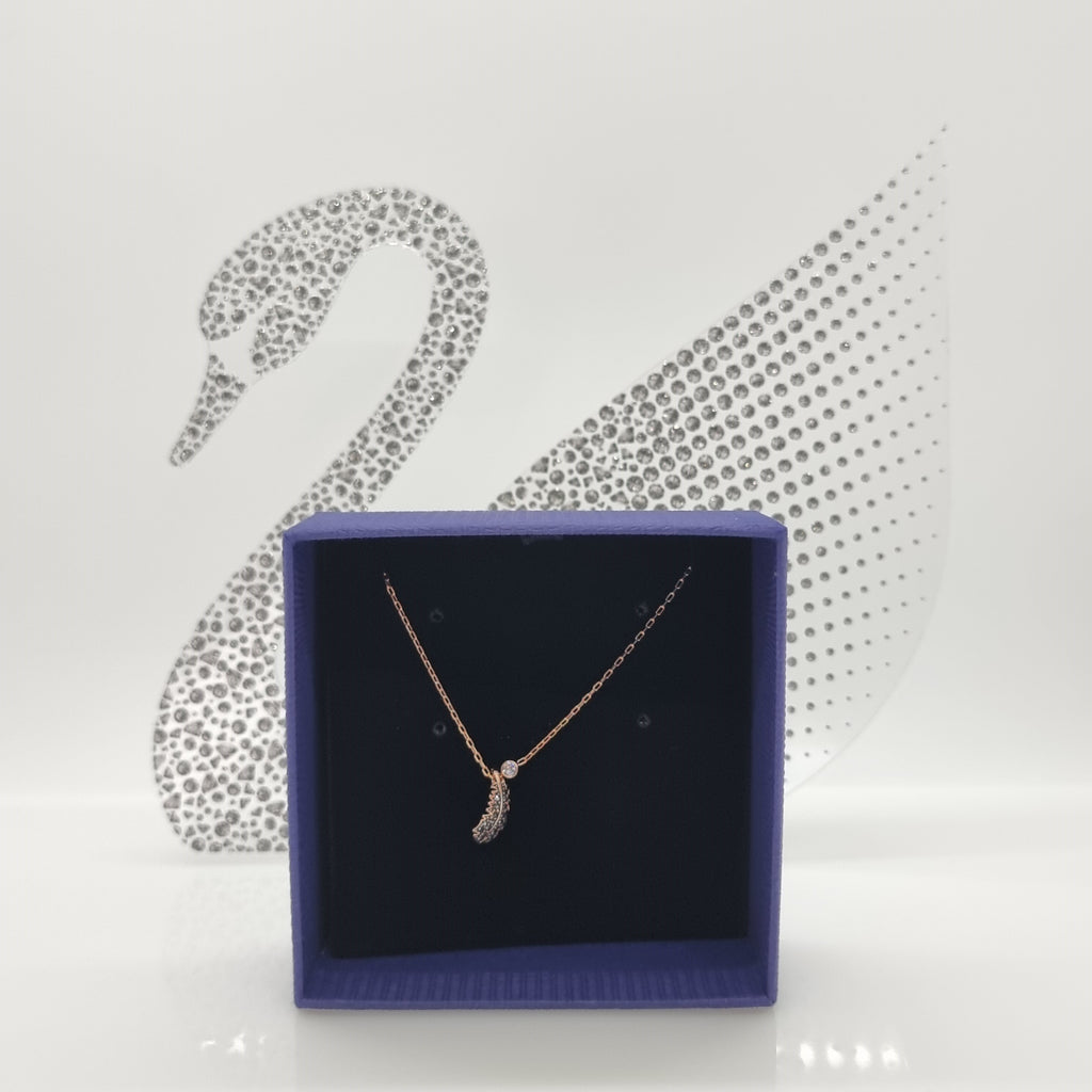 SWAROVSKI Feder Naughty Halskette Schwarz, Roségold-Legierungsschicht 5495292