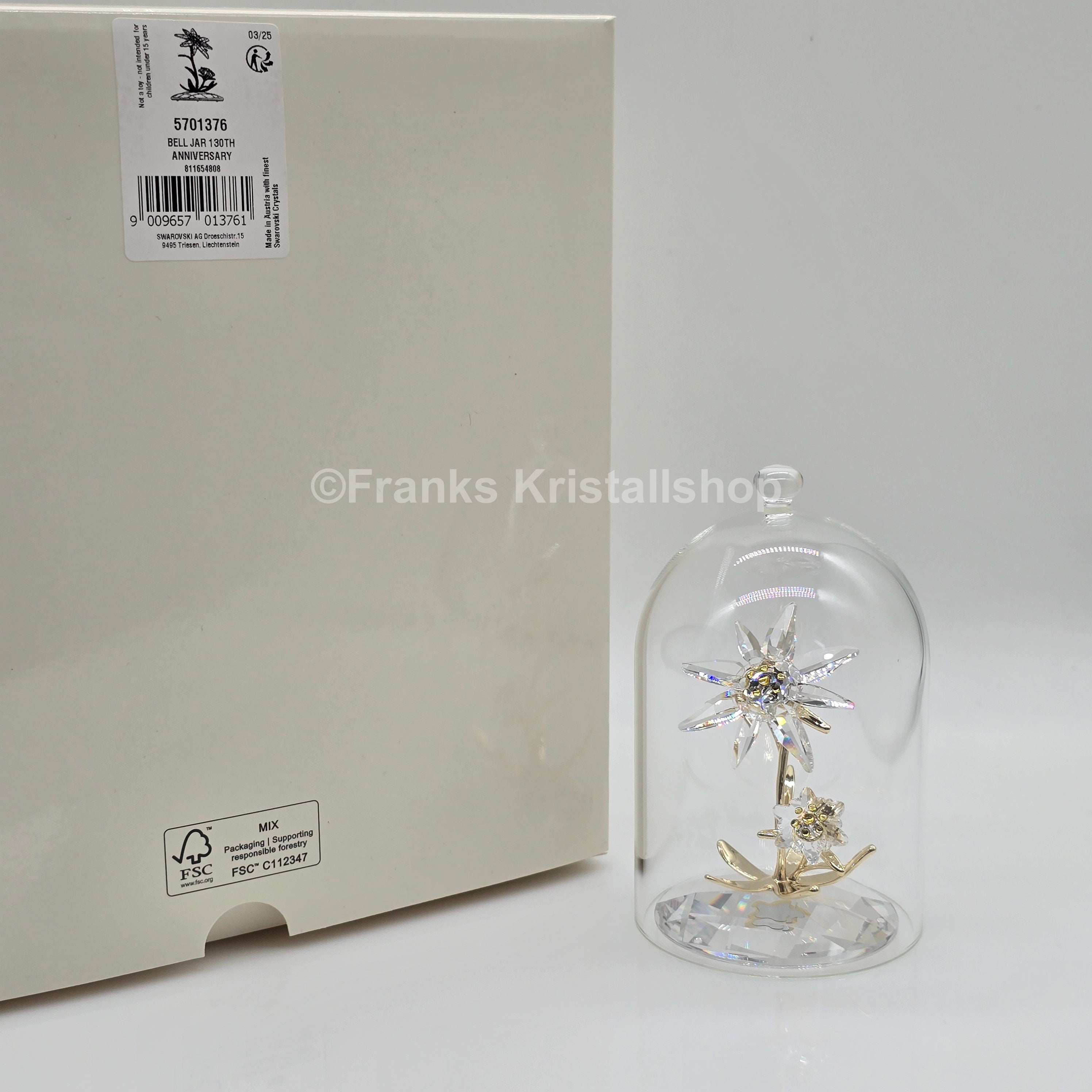 SWAROVSKI Florere Edelweiß Jubiläums Glasglocke 130 Jahre 5701376