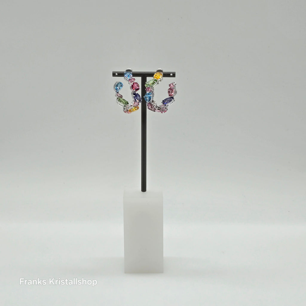 SWAROVSKI Gema Kreolen Asymmetrisches Design, Mehrfarbig, Rhodiniert 5692412