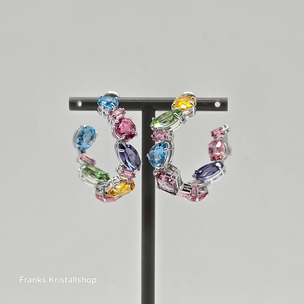 SWAROVSKI Gema Kreolen Asymmetrisches Design, Mehrfarbig, Rhodiniert 5692412