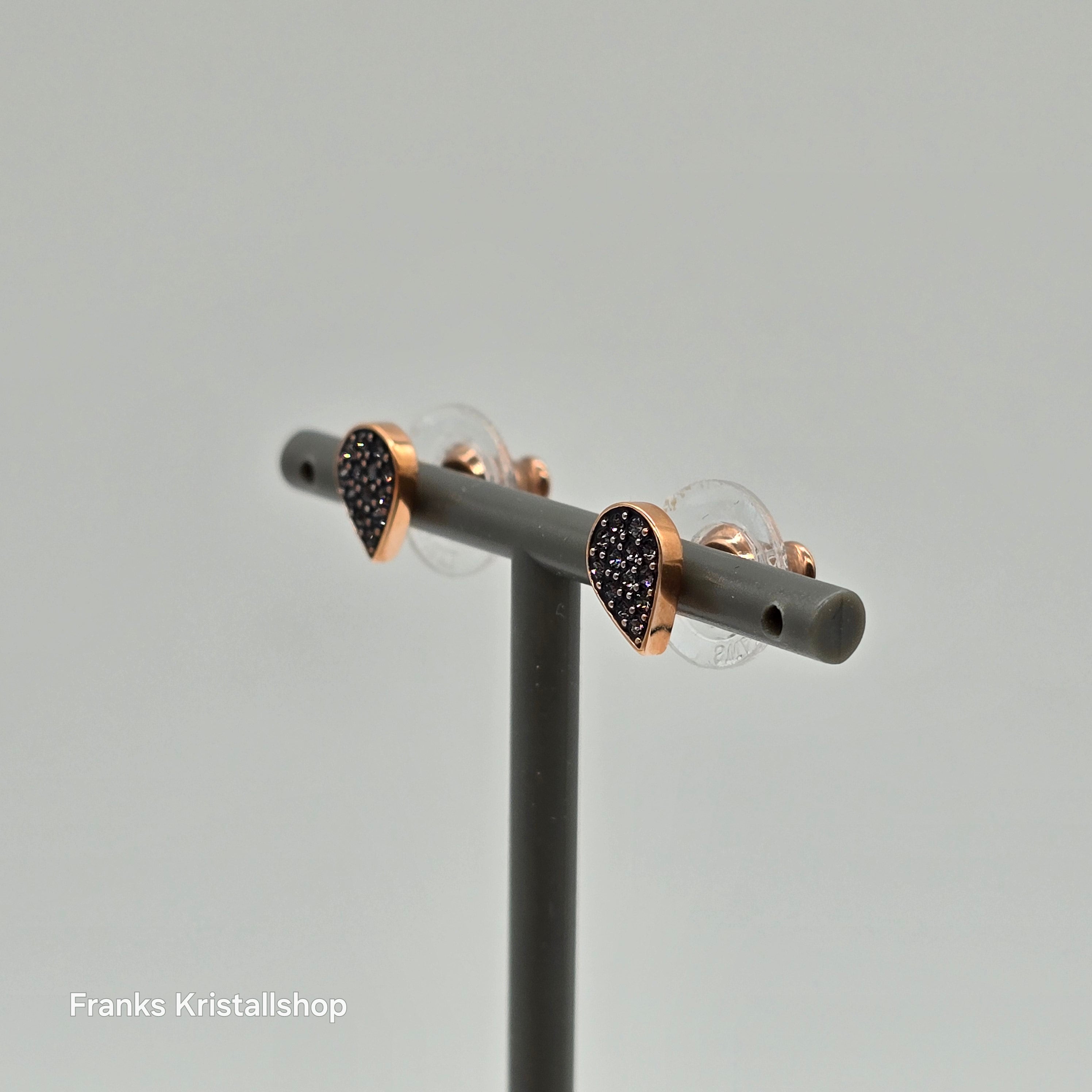 Swarovski Ginger Ohrstecker Tropfen, Schwarz, Rosevergoldet 5352236 oU