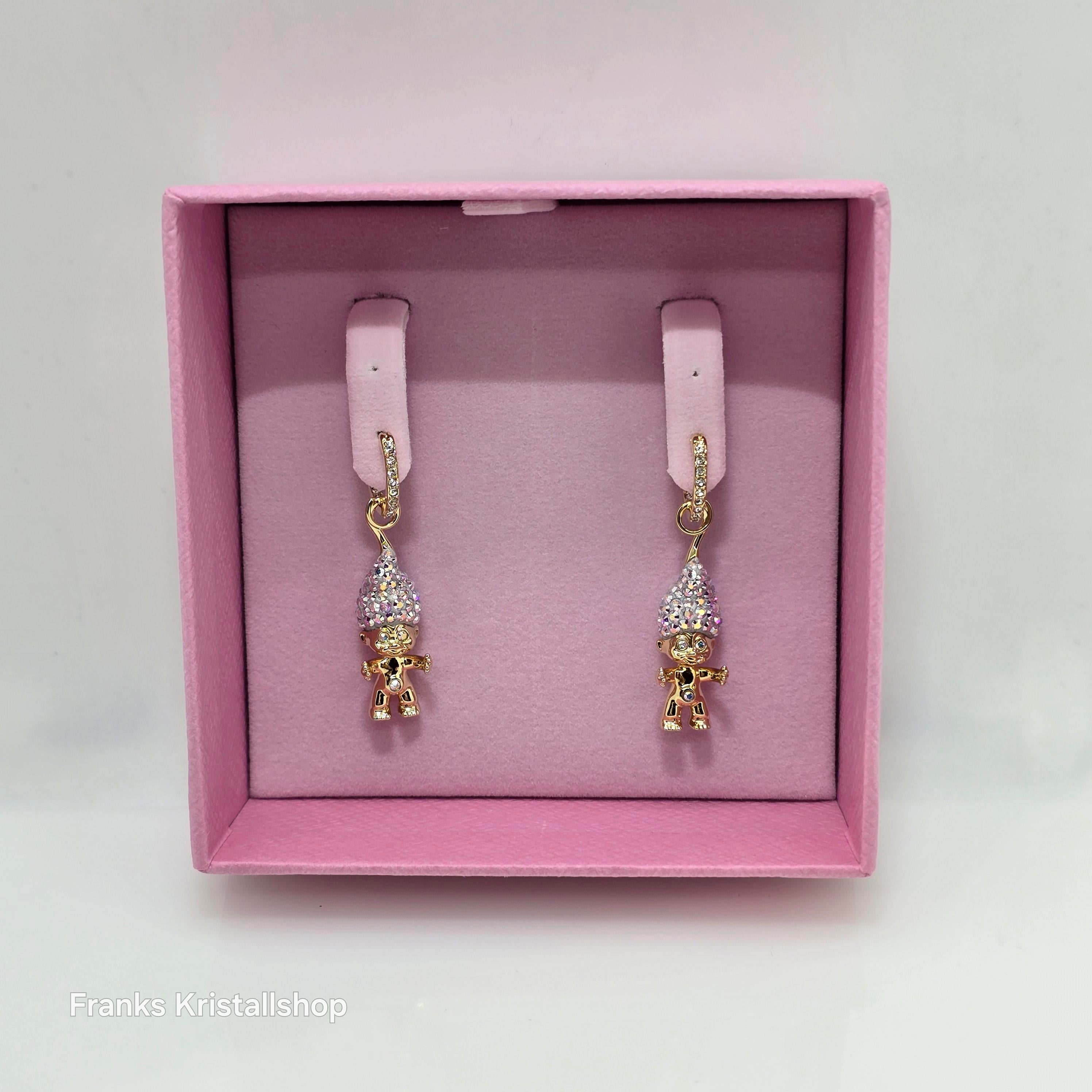 SWAROVSKI Good Luck Trolls Drop-Ohrhänger Troll, Weiß, Goldlegierungsschicht 5691944