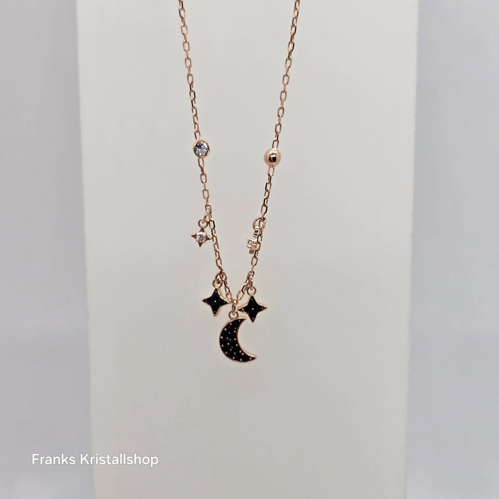 SWAROVSKI Symbolic Halskette Mond und Sterne, Schwarz, Roségold-Legierungsschicht 5429737