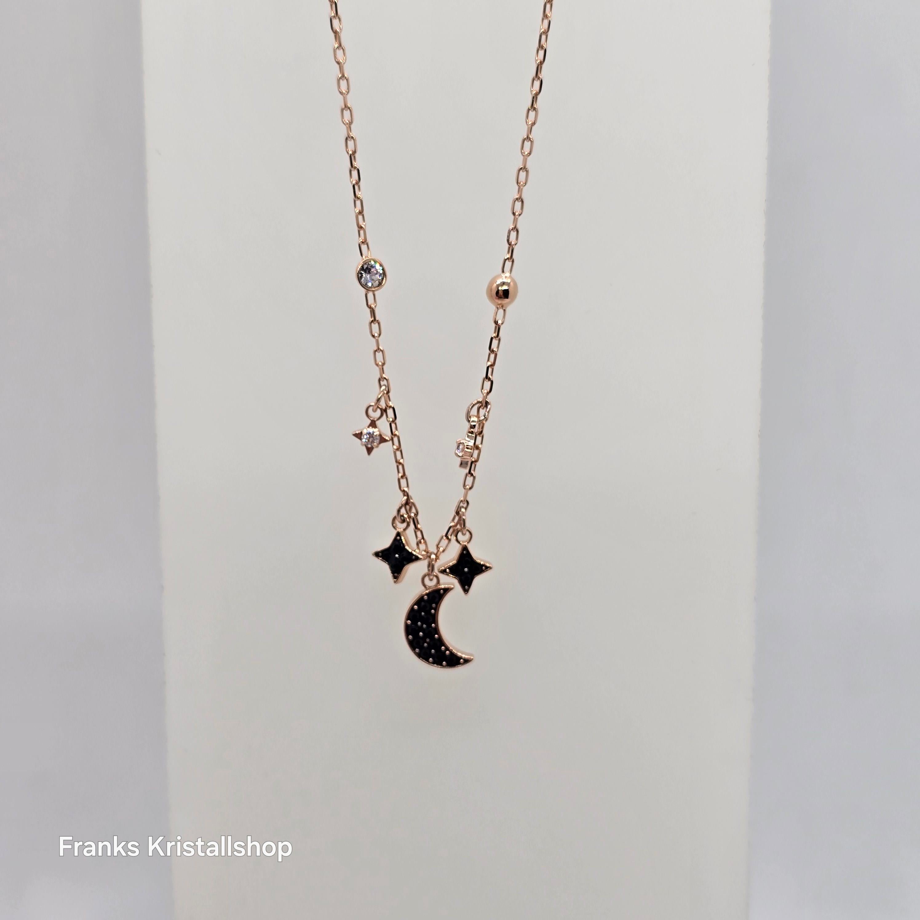 SWAROVSKI Symbolic Halskette Mond und Sterne, Schwarz, Roségold-Legierungsschicht 5429737