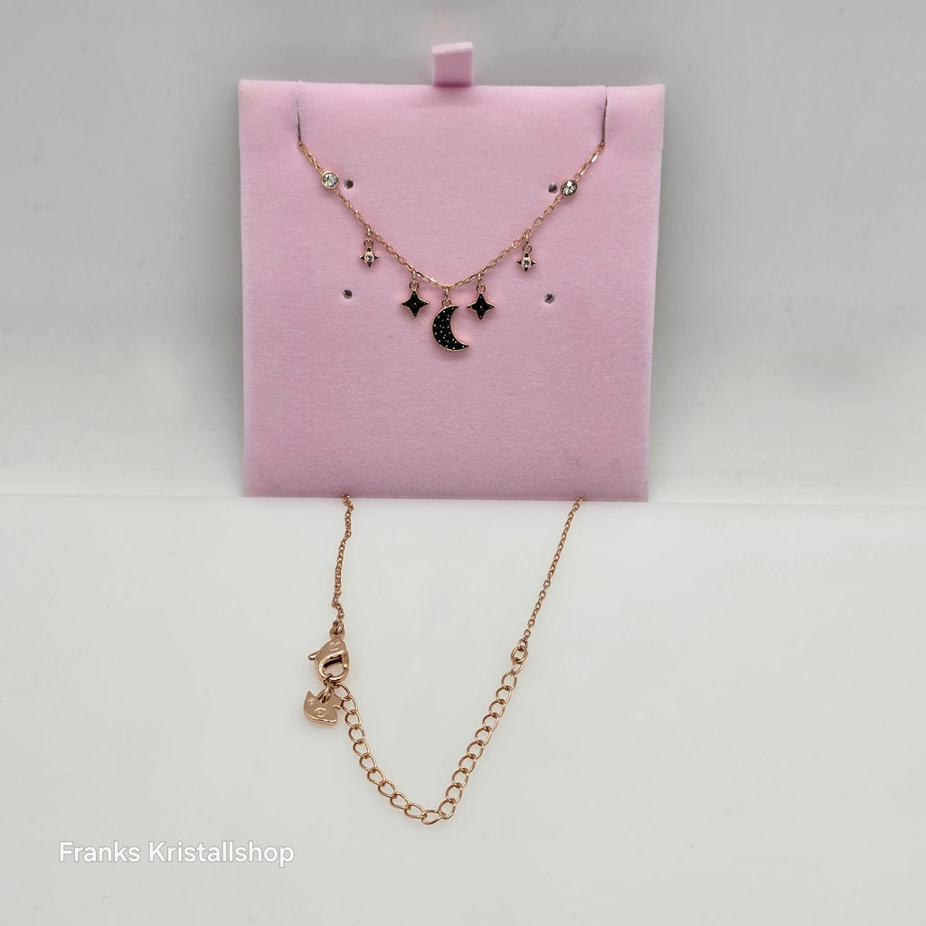 SWAROVSKI Symbolic Halskette Mond und Sterne, Schwarz, Roségold-Legierungsschicht 5429737